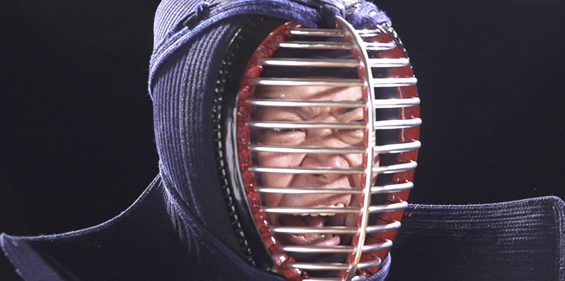 Kendo player shouting in loud voice