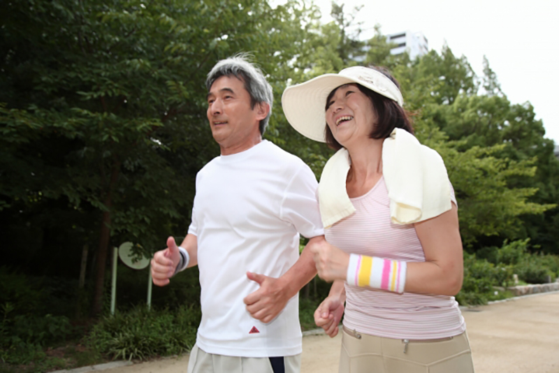 Jogging middle-aged couple