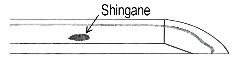 Illustration of Japanese sword kizu - Shingane
