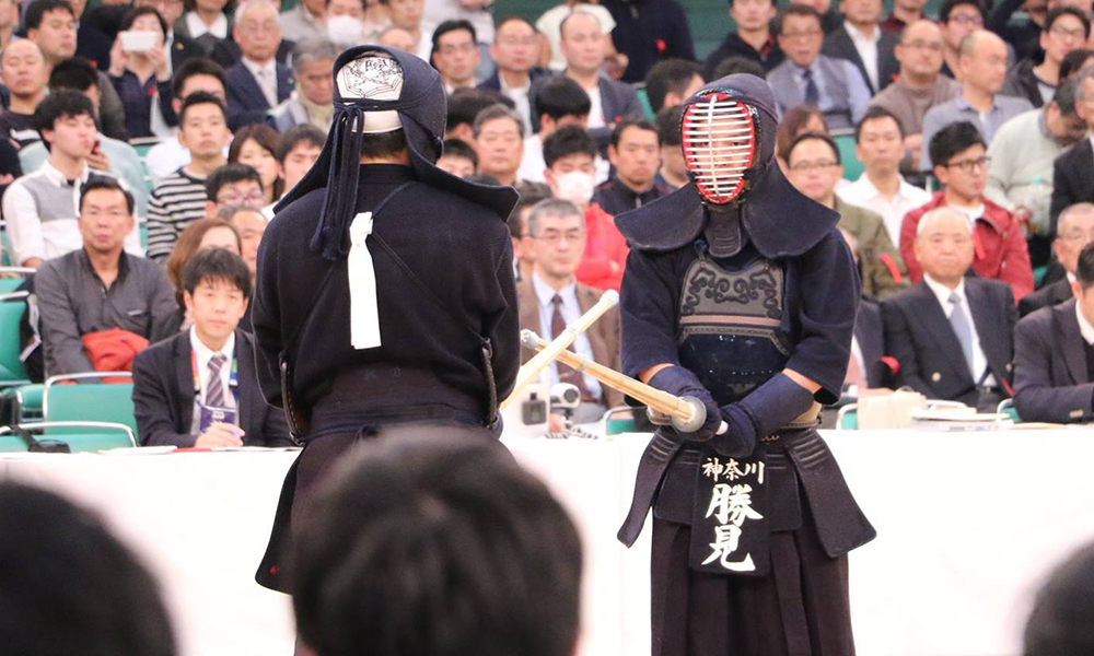 Katsumi Yosuke facing his opponent at the 66th All Japan Kendo Championship Taikai