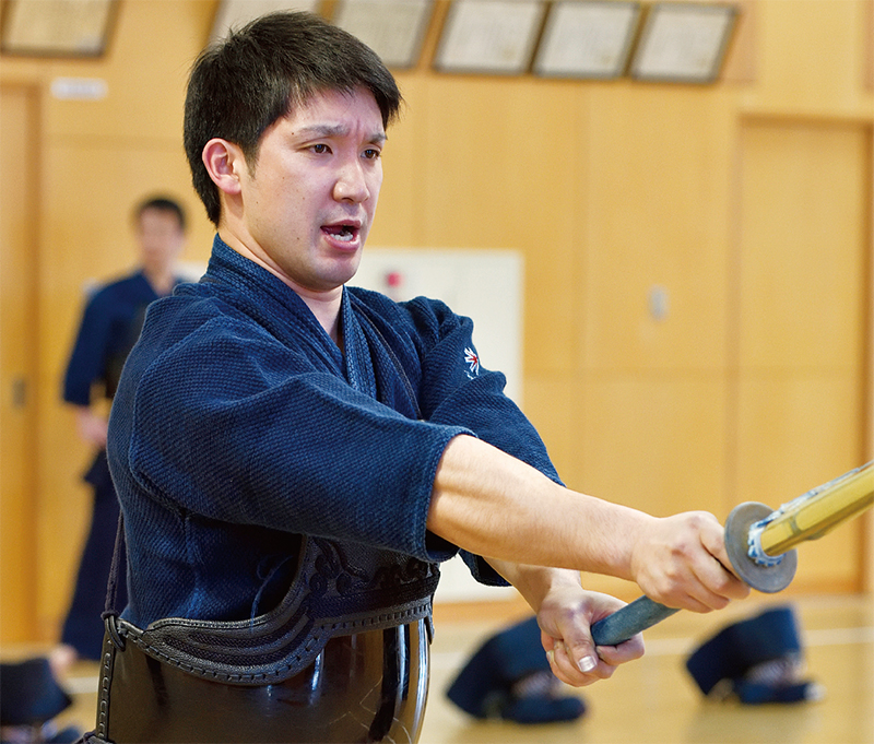 Ando Sho doing Kendo Keiko practice at dojo in Hokkaido